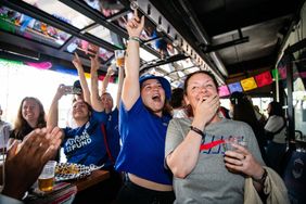 People watching sports at Rough and Tumble.