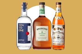 Three bottles of rum from different brands displayed side by side