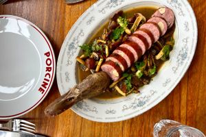 Duck and garlic sausage at Porcine (Sydney, Australia)