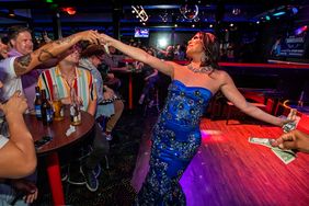 Drag queen Te Jay McGrath, stage name, Tia Wanna, performs at The Boulevard