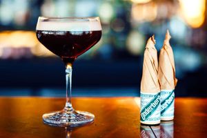 An Espresso Herbtini and bottles of Underberg.