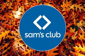 Sams Club logo on a background of autumn leaves