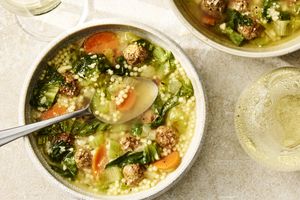 Italian Wedding Soup with Tiny Meatballs and Escarole