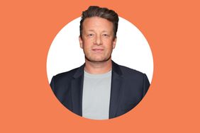 Jamie Oliver against an orange background