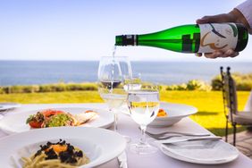 Wine being poured at Mar'sel at Terranea Resort.