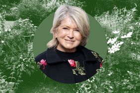Martha Stewart with a floral background promoting gardening tips