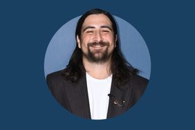 Noah Kahan on a blue background