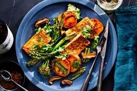 Sheet-Pan Tofu with Broccolini, Mushrooms, and Sweet Potatoes