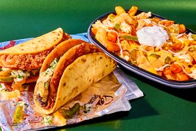 Taco Bell Fajita Street Chalupas and Nacho Fries arranged on a table