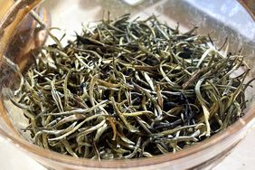 Looseleaf tea in a glass container