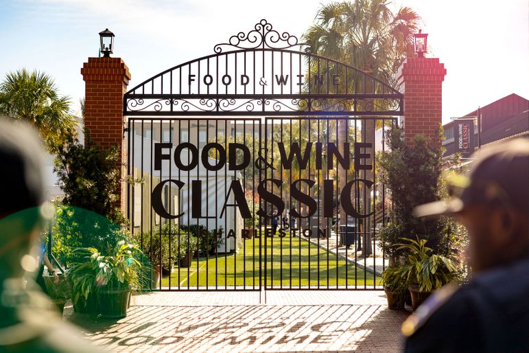 Entrance gate to the Food and Wine Classic event in Charleston