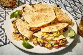 Zucchini, Corn, Black-Bean, and Jack-Cheese Quesadillas